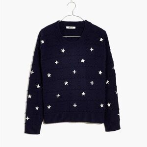 Madewell Knit Embroidered Sandlin Pullover Sweater in XXS